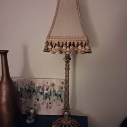 Tall Table Lamp Beads Tassels Silver Gold