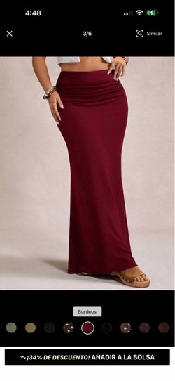 Burgundy High-Waist Maxi Skirt 2xl