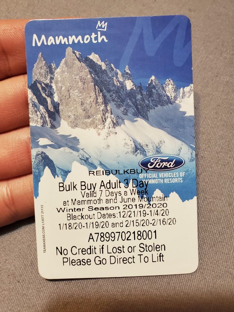 Mammoth 3 Day Adult Lift Ticket
