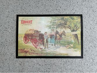 THE EBBERT Apple Tree Tin Sign. Approx. 21 x 32. Owensboro, Kentucky. Pre Owned.