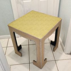 End Table Leather Top Shabby Chic French Provincial Table