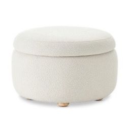 NS2114-PWBC Luna Storage Ottoman, Pearl White Bouclé