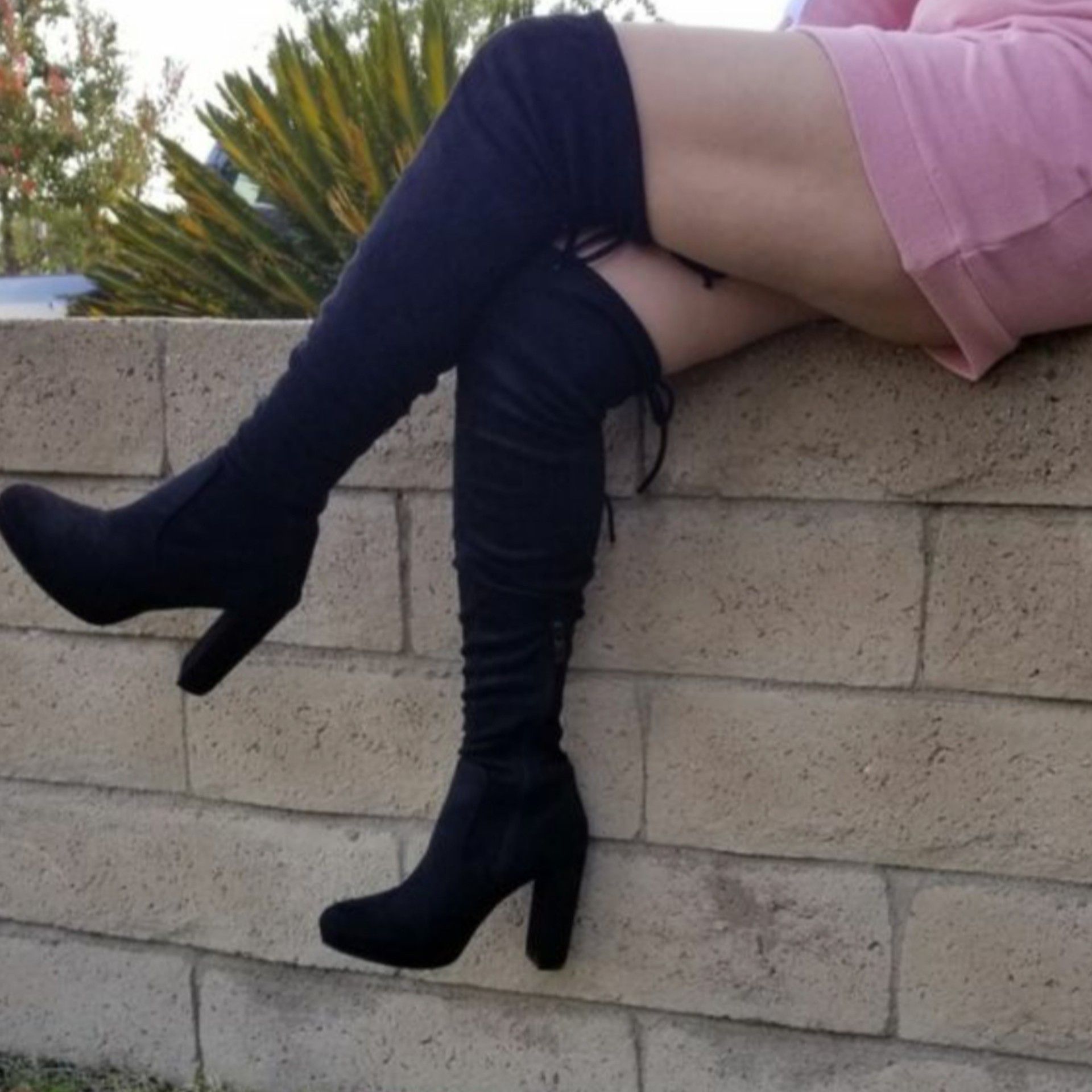 Last pairs Black Vegan Suede boots Over knee