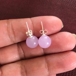 Lavender jade earrings 925 sterling silver