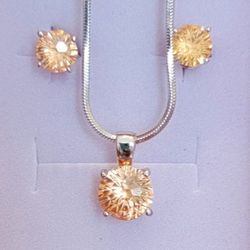 Citrine Pendant & Earrings 