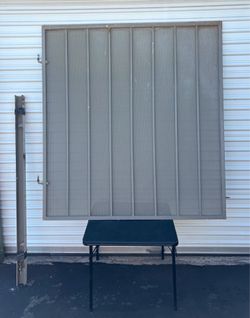 52”x56” gray panel is constructed from 26-gauge steel, offering rust and corrosion resistance. Side outdoor fence. Frame included