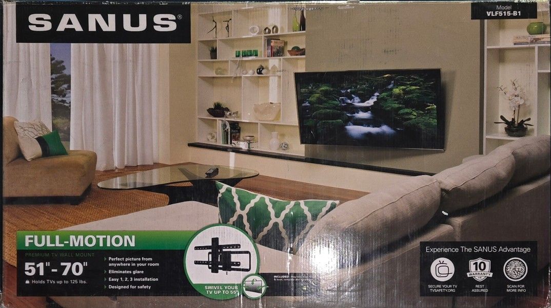 Sanus VLF515-B1 Premium Full-Motion Mount for TVs up to 70" And 125 lbs.