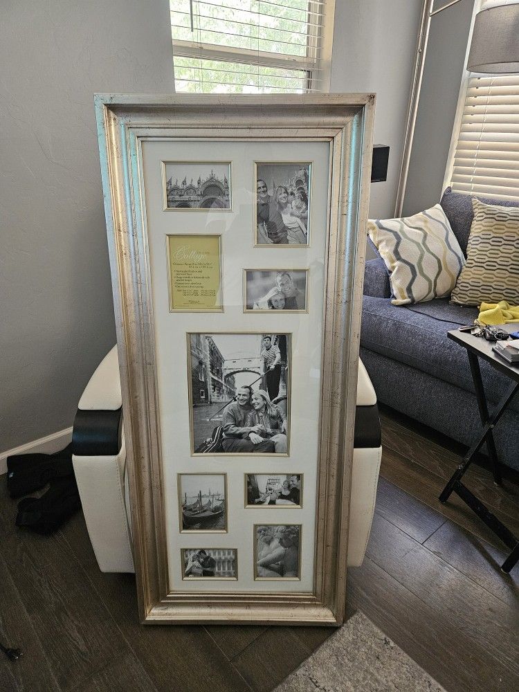 Collage Frame Featuring Multiple Sized Framed and Encased Photos