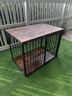 Dog Crate Furniture Table with Wood Top
