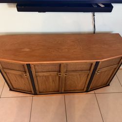 Beautiful Wood & Cane/Rattan TV Console / Credenza