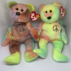 Ty Beanie Babies "Peace Bears"  - Rare & Has Errors! - 1996