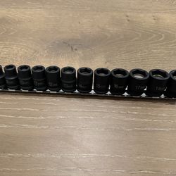 GREY PNEUMATIC 1213MG  |  3/8" Drive Standard Length Magnetic Impact Set - METRIC