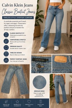 Calvin Klein Jeans Women’s Bootcut Jeans – Size 34 – Medium Wash Denim
