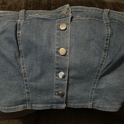 Light wash denim top with large buttons