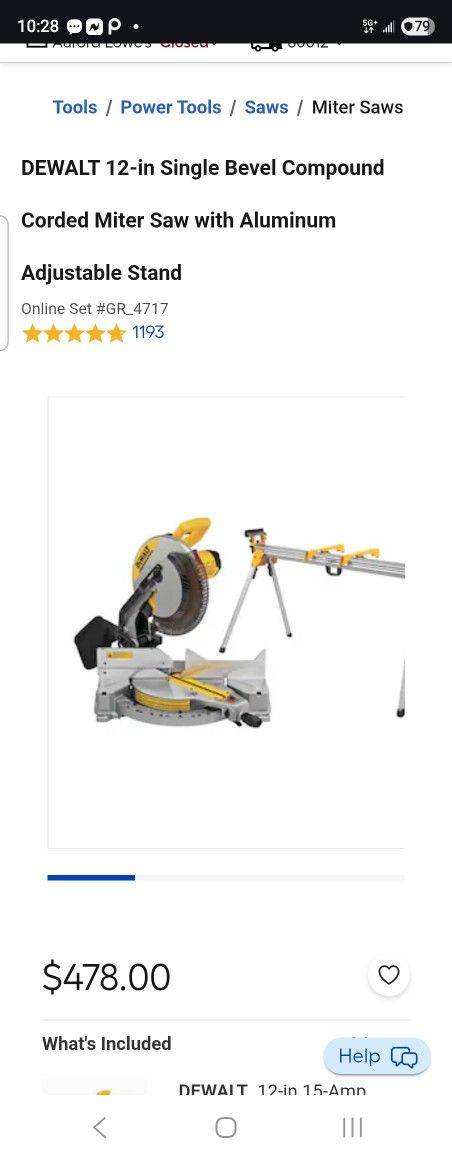 12"miter Dewalt Saw 15 Amp Dual Bevel With Stand And 3 Blades