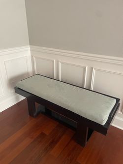 Custom Contemporary Black Wood Upholstered Bench – 60”