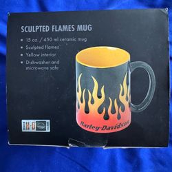 Harley Davidson sculpted flames mug new in box