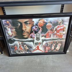 Michael Jordan Framed Poster, In Very Good Condition 