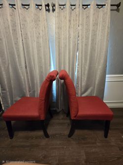 Set of 2 Red Upholstered Accent Chairs