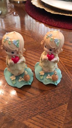 Pair of Ceramic Girl Figurines with Fruit