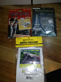 2 metal Earth models and 1 wood model