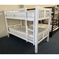 Twin/ Twin White Bunk Bed