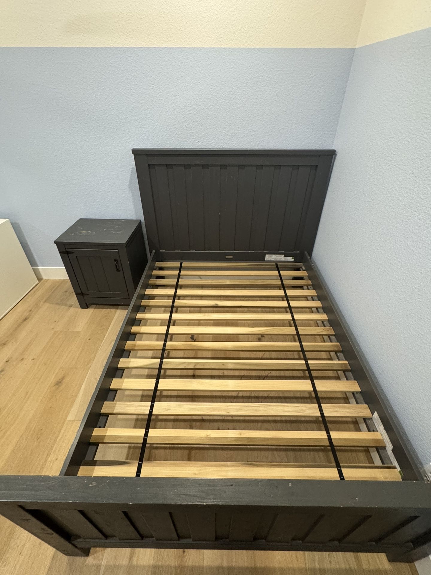 RH Restoration Hardware Bed with Slats (Full) & Night Stand