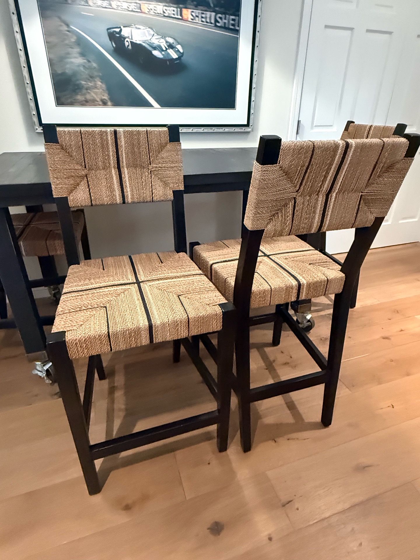 Natural Rattan Counter Height Barstools (4)