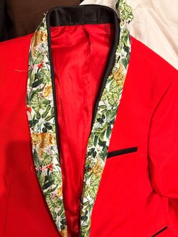 RED blazer with altered lapel unknown brand