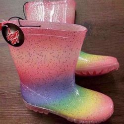 New Lighting Up Girls Rain Boots, Size 2-3