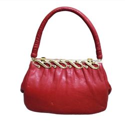 Etra Red Gunine Leather Bag.