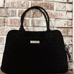 Vera Bradley Shoulder Bag Tote Laptop Bag Quilted Black 14” Full Zip W Pockets