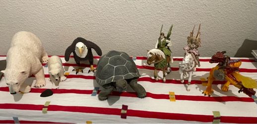 Schleich & Fantasy Toy Animal Figures Lot - 7 Pcs