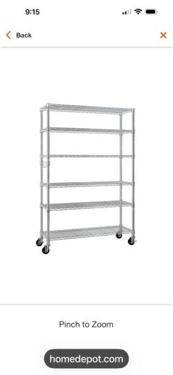 6-Tier NSF-Certified Wire Shelving with Wheels, Freely Assembled Pantry Organizers in Chrome