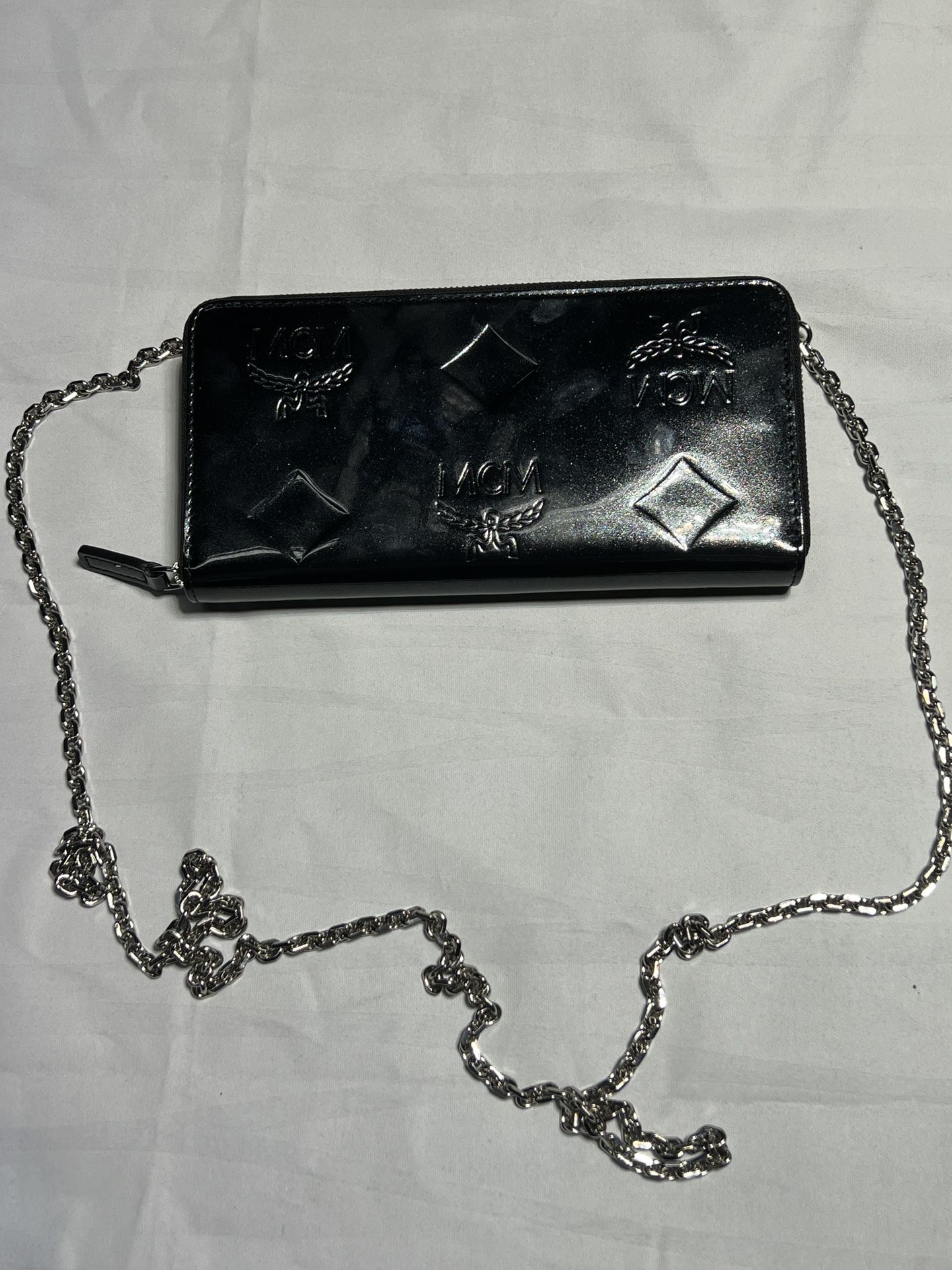 MCM Black Monogram Chain Wallet Bag
