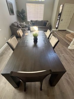Dark Brown Dining Table with 6 Chairs