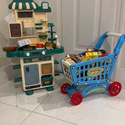 Kitchen Playset and Shopping Kart