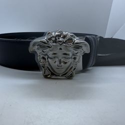 Versace Men's Leather Medusa Buckle Belt
