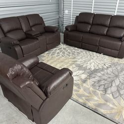 Brand New Reclining Couch Loveseat And Chair Set