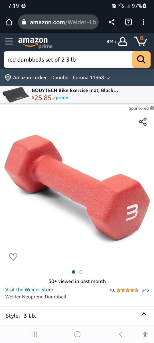 NEW DUMBBELLS 3LB WEIGHTS SET, RED. PICK-UP IN QNS