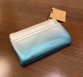 Starbucks Metallic Silver Teal Ombre Zipper Coin Purse