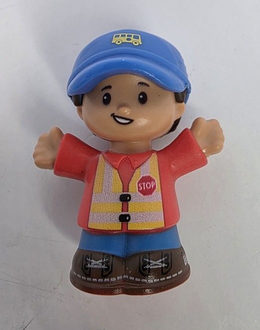 Fisher Price Little People Figure Bus Driver Boy Crossing Guard School Toy 