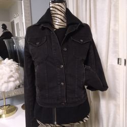 CURRENT/ELLIOT Black denim & wool layered jean jacket/coat size 1