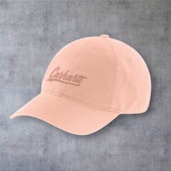 Carhartt Women's Canvas Script Graphic Baseball Cap Hat Tropical Peach Pink 
