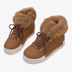 Winter Women's Snow BOOTS Short Barrel, Fleece Lined Thickened Boots for Cold Weather