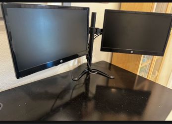 Dual HP Monitors with Adjustable Dual Arm Stand