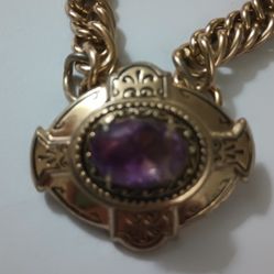 Vintage Gold Amethyst Necklace