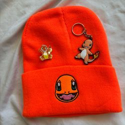 Charmander Beanie Keychain And Pin Pokemon Bundle Brand New