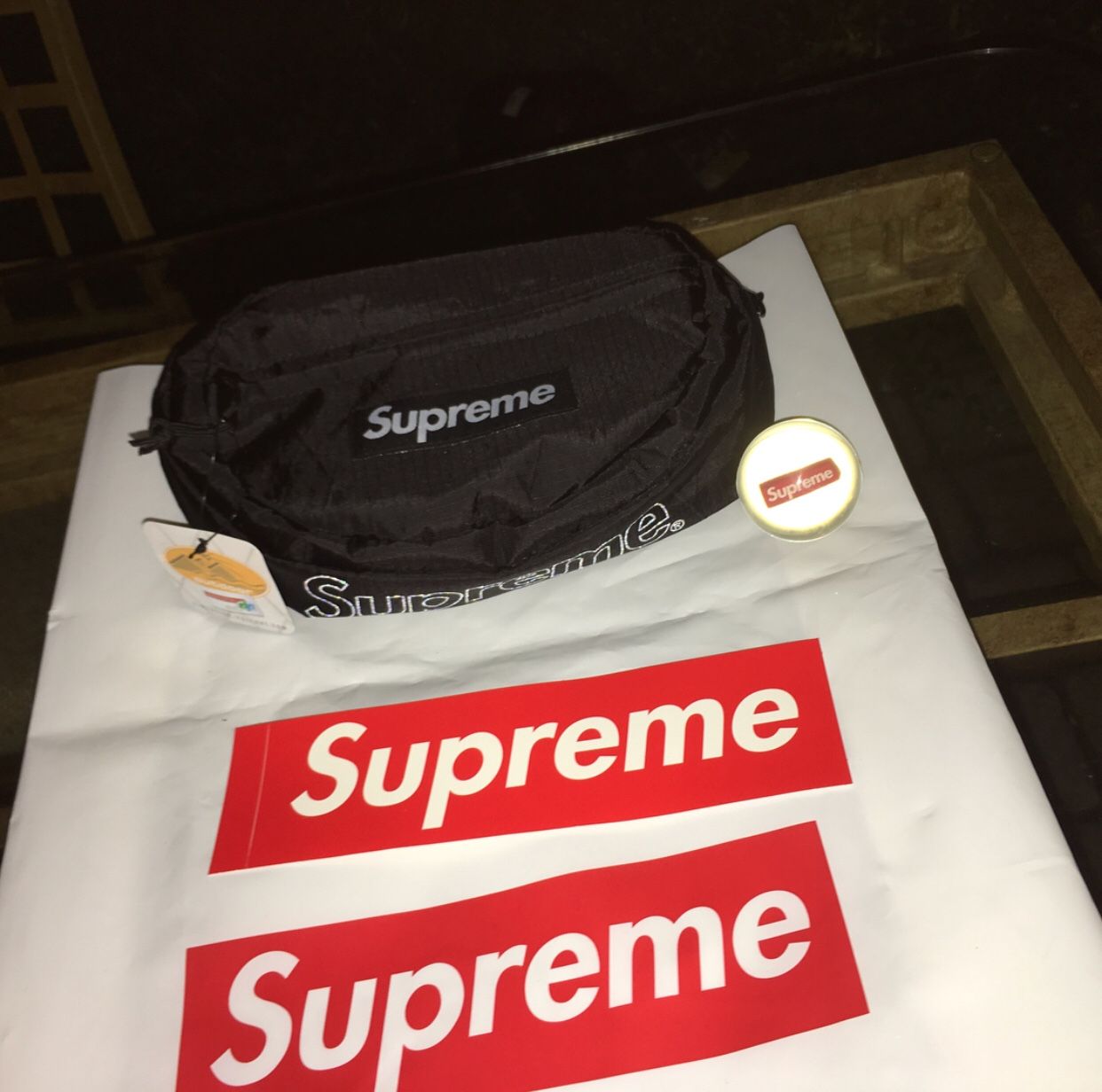 Black fw/18 supreme fanny pack new