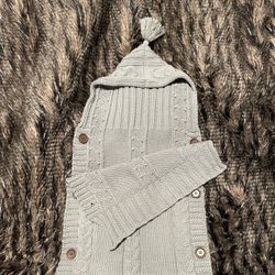 Newborn Baby Blanket Knit Sleeping Bag For Stroller Dark Gray 0-6 Month